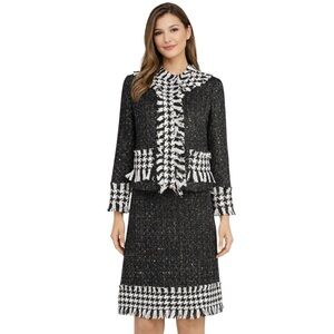 Houndstooth Fringe Skirt Jacket Set The Cathalyn